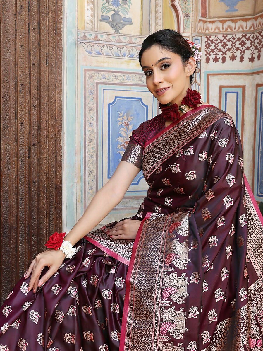 Shree Shyam Fashion Purple Silk Saree - Distacart