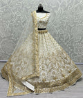 Jyoti Fashion Women's Off White Bridal Net Fancy Sequins with Multi Thread Embroidered & Handwork Wedding Lehenga Choli