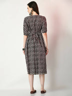 Myshka Women's Black Empire Printed Dress - Distacart