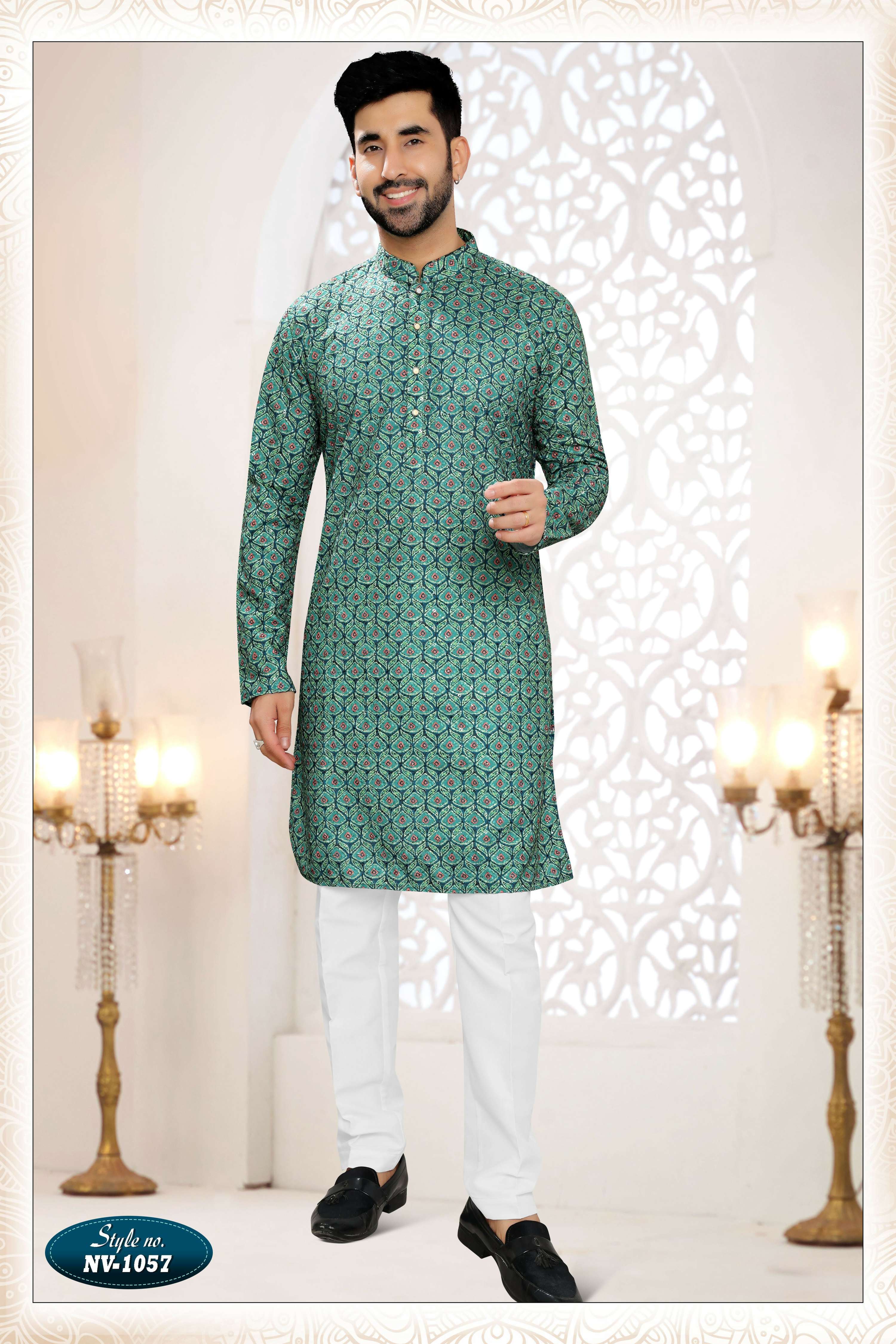 Joban Fashion Men's Green Straight Rayon Thread And Sequence Embroidery All Over Kurta Set