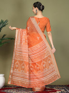 Shree Shyam Fashion Cotton Orange Saree - Distacart