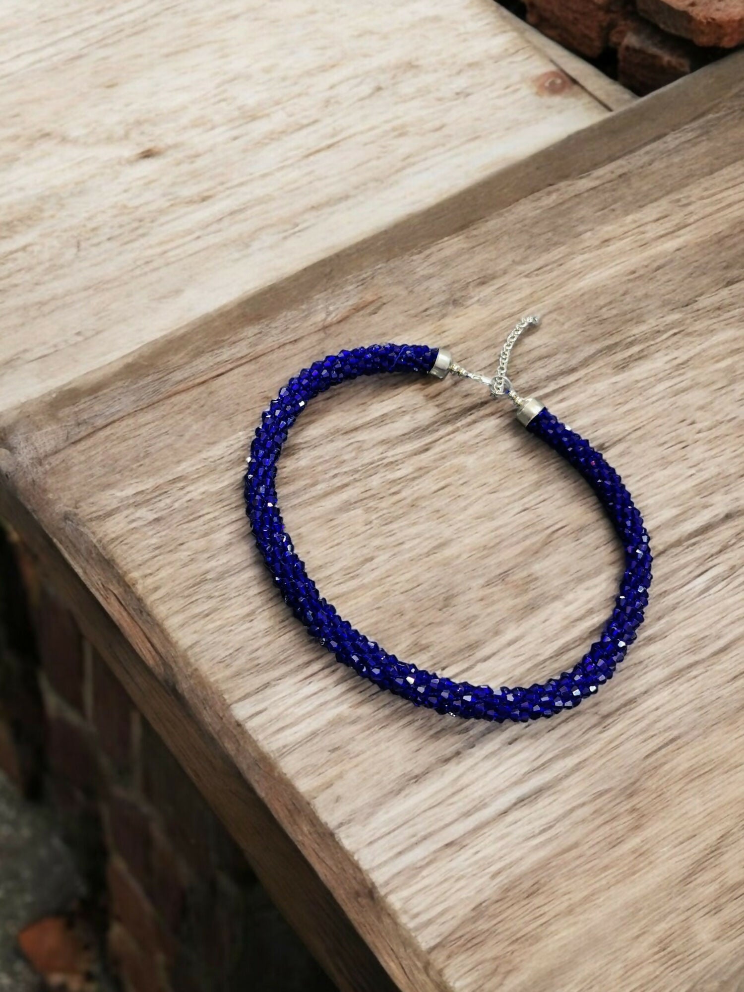 Inhanns Noor-E-Jalwa – Handmade Crystal Bead Necklace -Adjustable - Blue Only Necklace