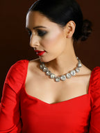 Kundan with Diamond Details Neckpiece- Ruby Raang