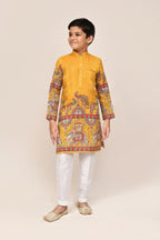 Joban Fashion Silk Yellow Kurta With Straight Fit Pant