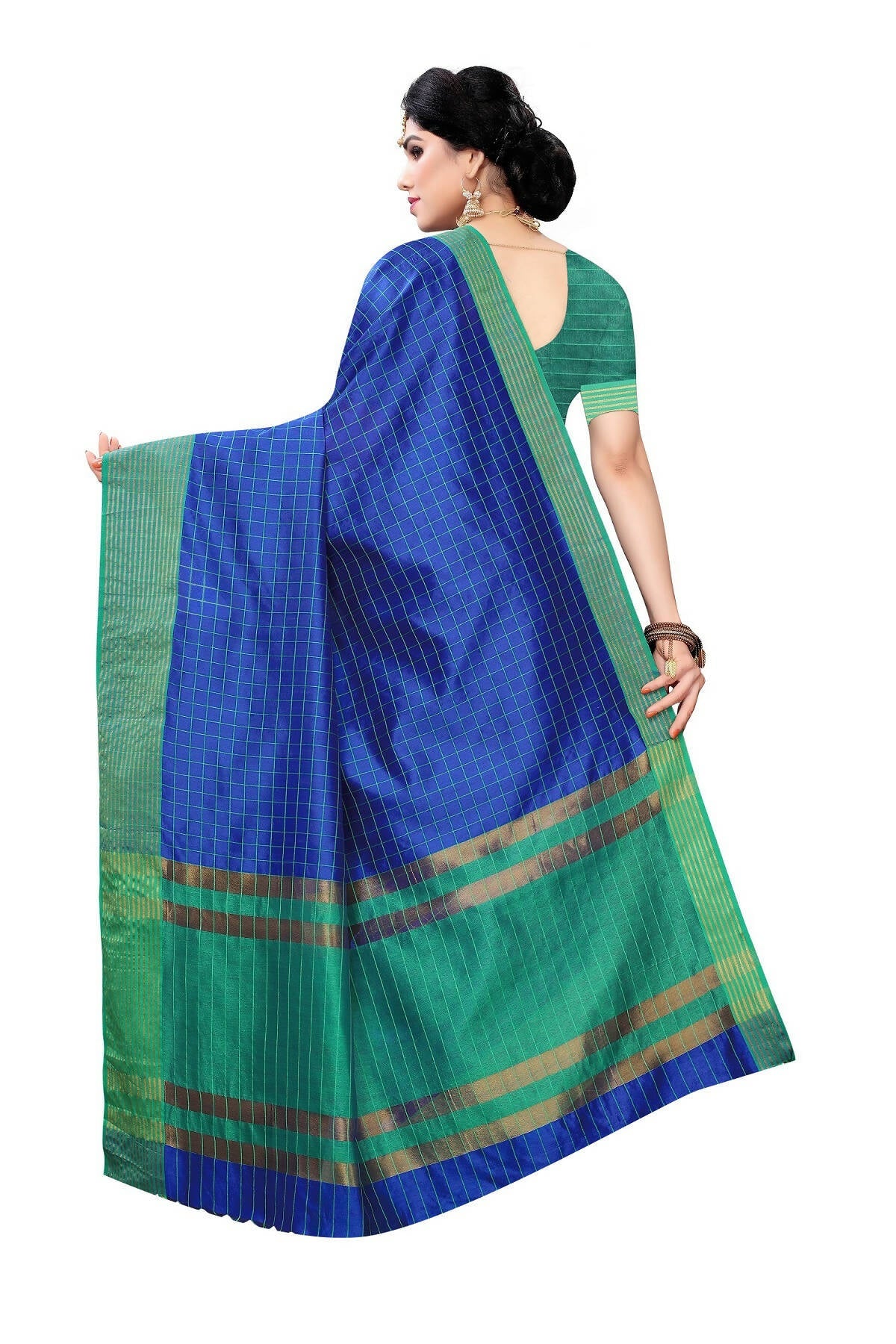 Vamika Blue Cotton Silk Weaving Saree (Manipuri Blue) - Distacart