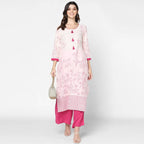 Cheera Hand Block Print Cream Straight Kurta (MAAI-054K)