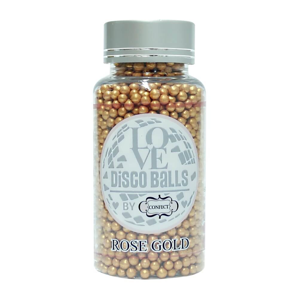 confect rose gold disco balls sprinkles 3 mm 120 gms