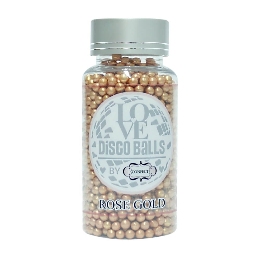 confect rose gold disco balls sprinkles 4 mm 120 gms