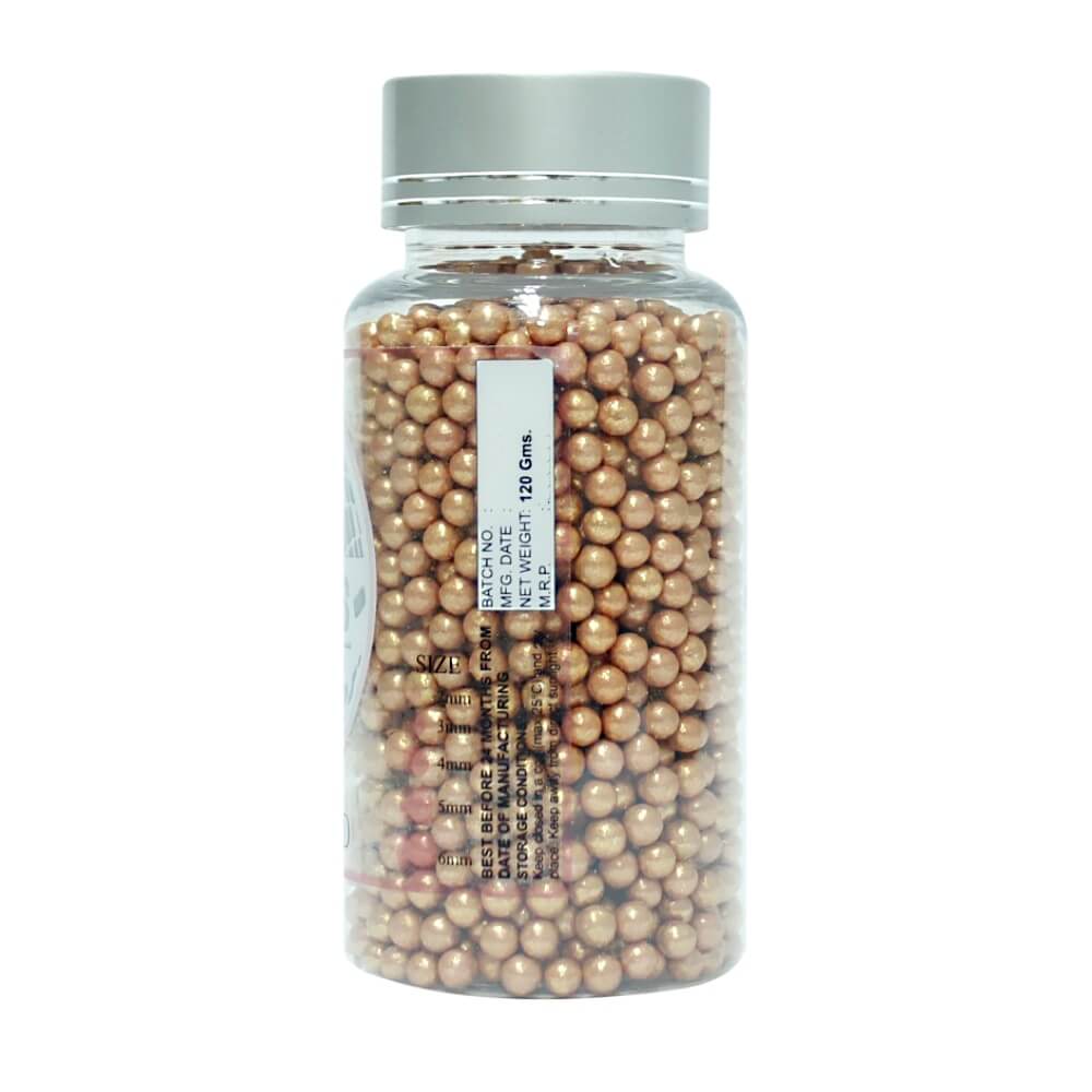 confect rose gold disco balls sprinkles 4 mm 120 gms