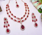 Jewel City Teardrop Bridal Necklace Set with Earrings & Maang Tikka - Ethnic Wedding Jewelry for Brides & Parties