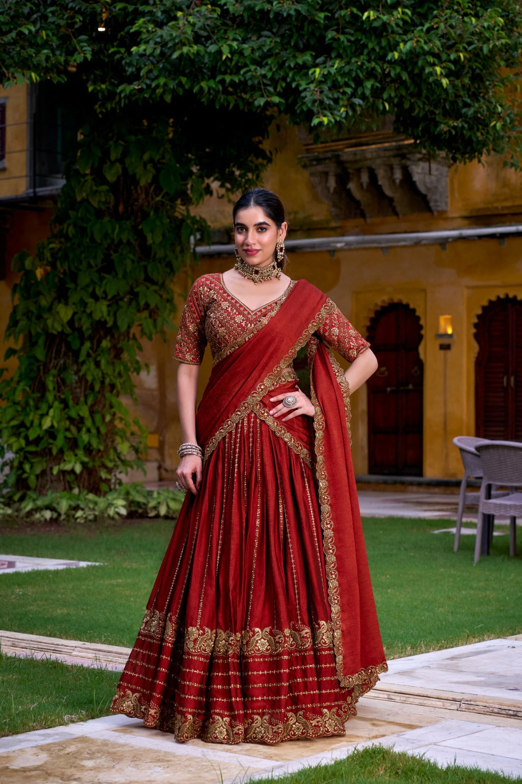 Lorenvalley Fashion Orange Rangoli Crush Sequins and Thread Embroidery Work Lehenga Choli with Dupatta - Distacart