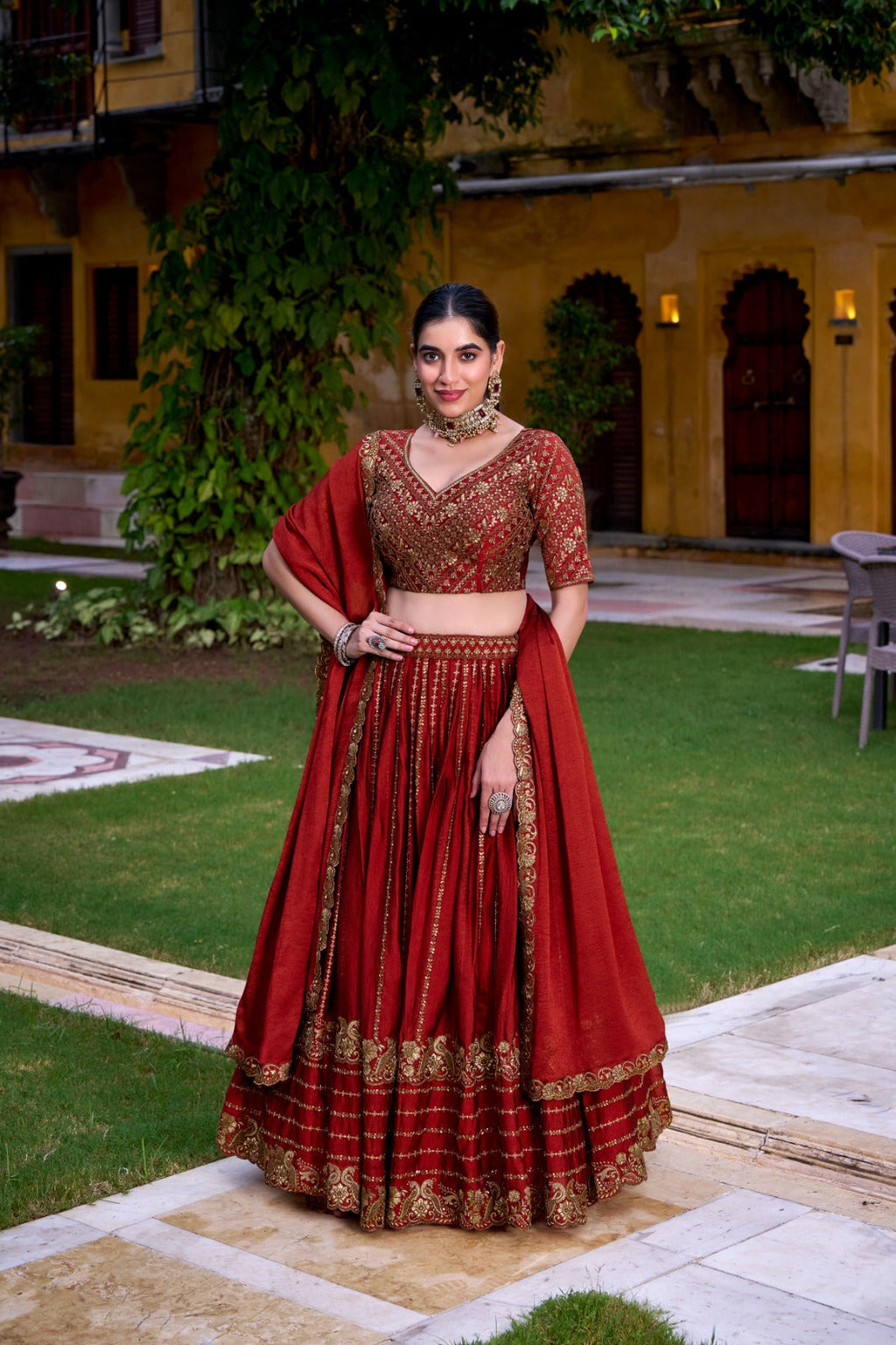 Lorenvalley Fashion Orange Rangoli Crush Sequins and Thread Embroidery Work Lehenga Choli with Dupatta - Distacart