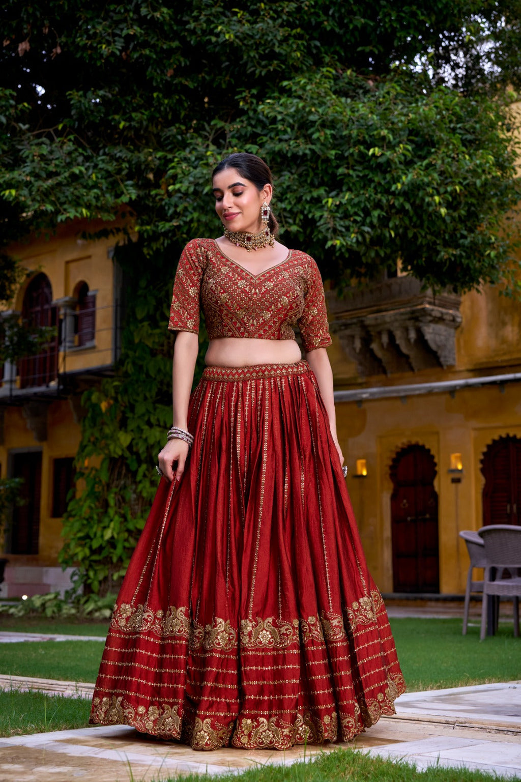Lorenvalley Fashion Orange Rangoli Crush Sequins and Thread Embroidery Work Lehenga Choli with Dupatta - Distacart