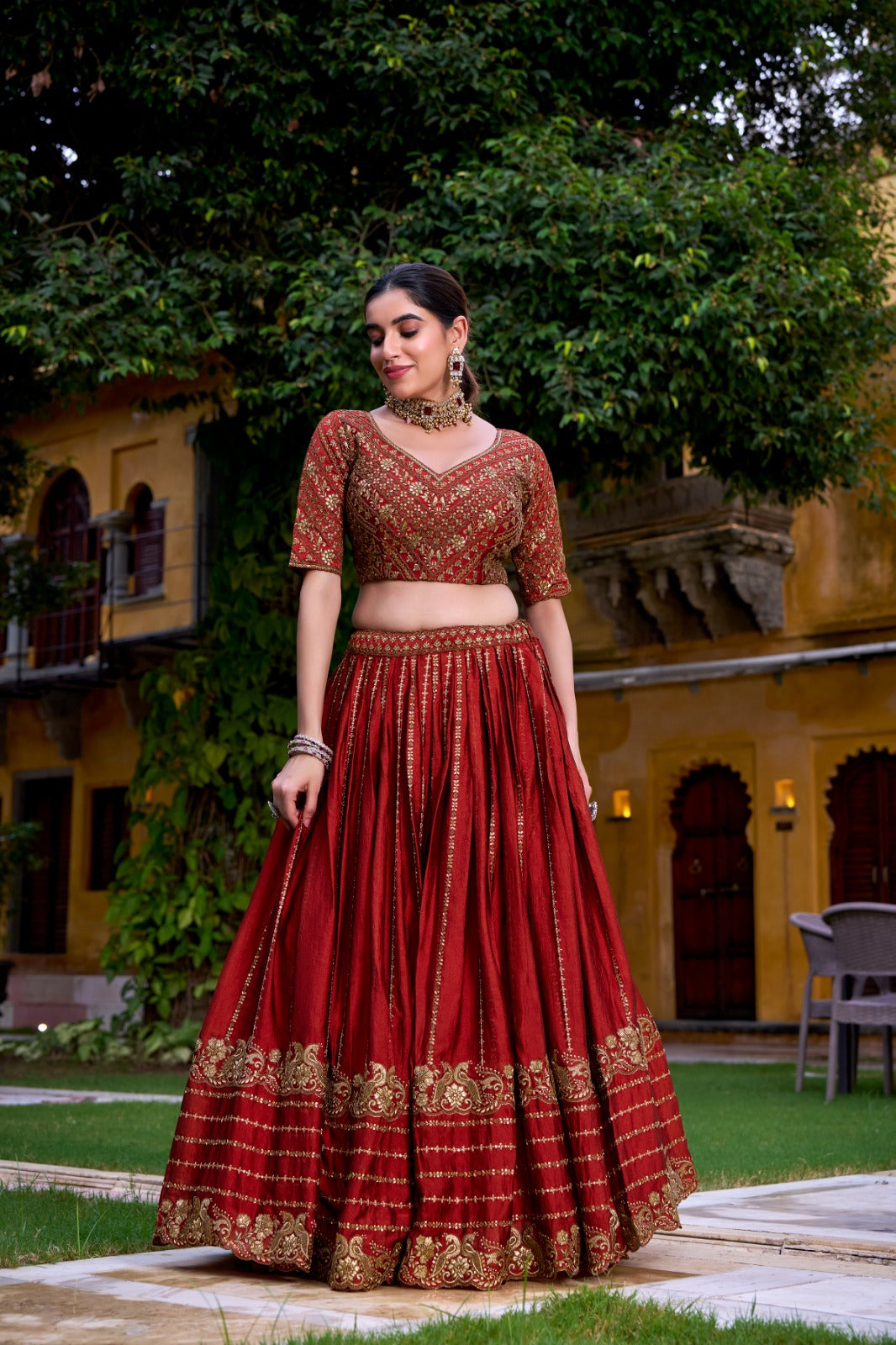 Lorenvalley Fashion Orange Rangoli Crush Sequins and Thread Embroidery Work Lehenga Choli with Dupatta - Distacart