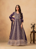 Anaita Wine Faux Georgette Stitched Anarkali Suit with Heavy Embroidery Work - Distacart
