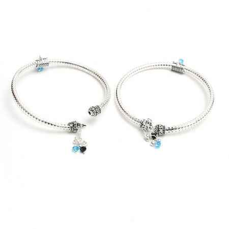 Mominos Fashion Kamal Johar Oxidised Silver Kadiyam Style Anklets