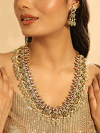 Nuyug 18K Gold Plated Divine Gold Tone Beaded Long Necklace Set