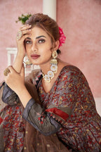 Everywhere Designer Maroon Dola Silk Gown With Dupatta - Anbazaar - Distacart