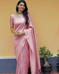 DEIANA'S Beautiful Designer Golden zari Soft Lichi Silk Saree - Pink
