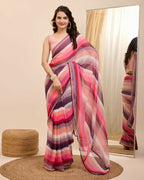 Pink Georgette Designer Printed Ready To Wear Saree - Ibiza