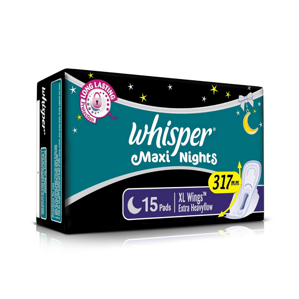 Whisper Maxi Nights Sanitary Pads for Women, XL