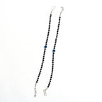 Mominos Fashion Kamal Johar Nazariya Silver With Black Crystals Anklets