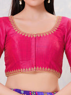 Joban Fashion Women Silk Dark-Pink Stitched Blouse