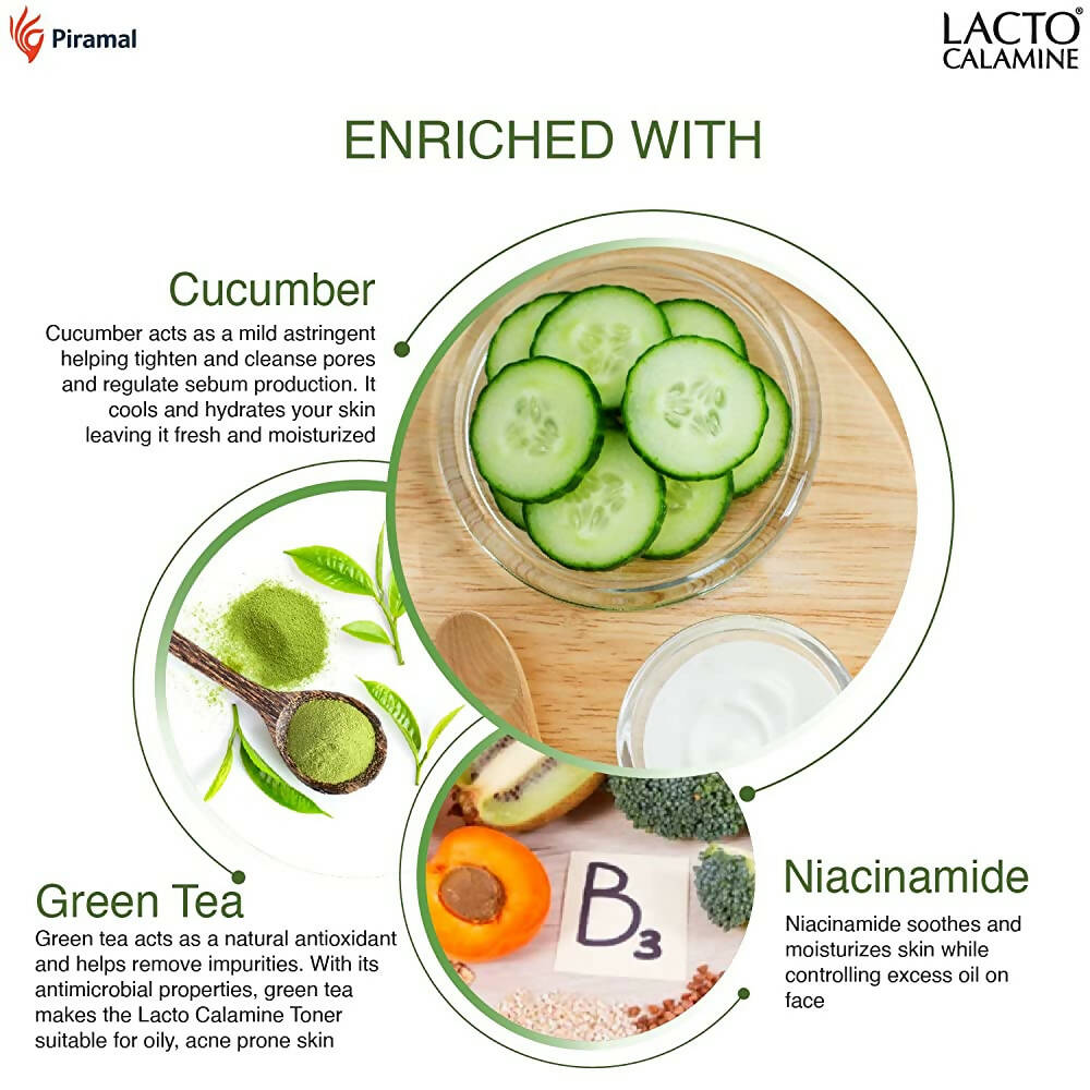 Lacto Calamine Face Toner Cucumber with Green Tea & Niacinamide