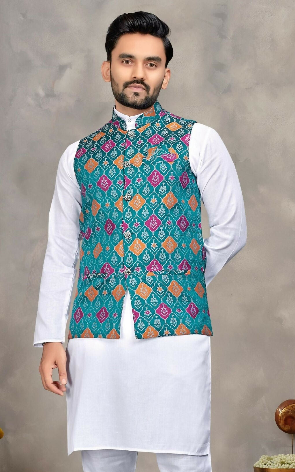 Anaita Blue Cotton Straight Kurta Pajama & Kurta With Jequard Work