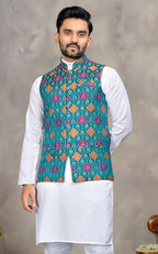 Anaita Blue Cotton Straight Kurta Pajama & Kurta With Jequard Work