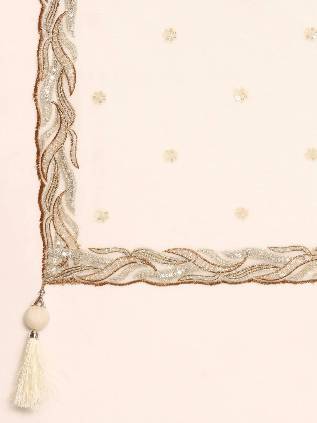 House of Panchhi Cream Net Sequins and Zarkan embroidery Lehenga choli & Dupatta