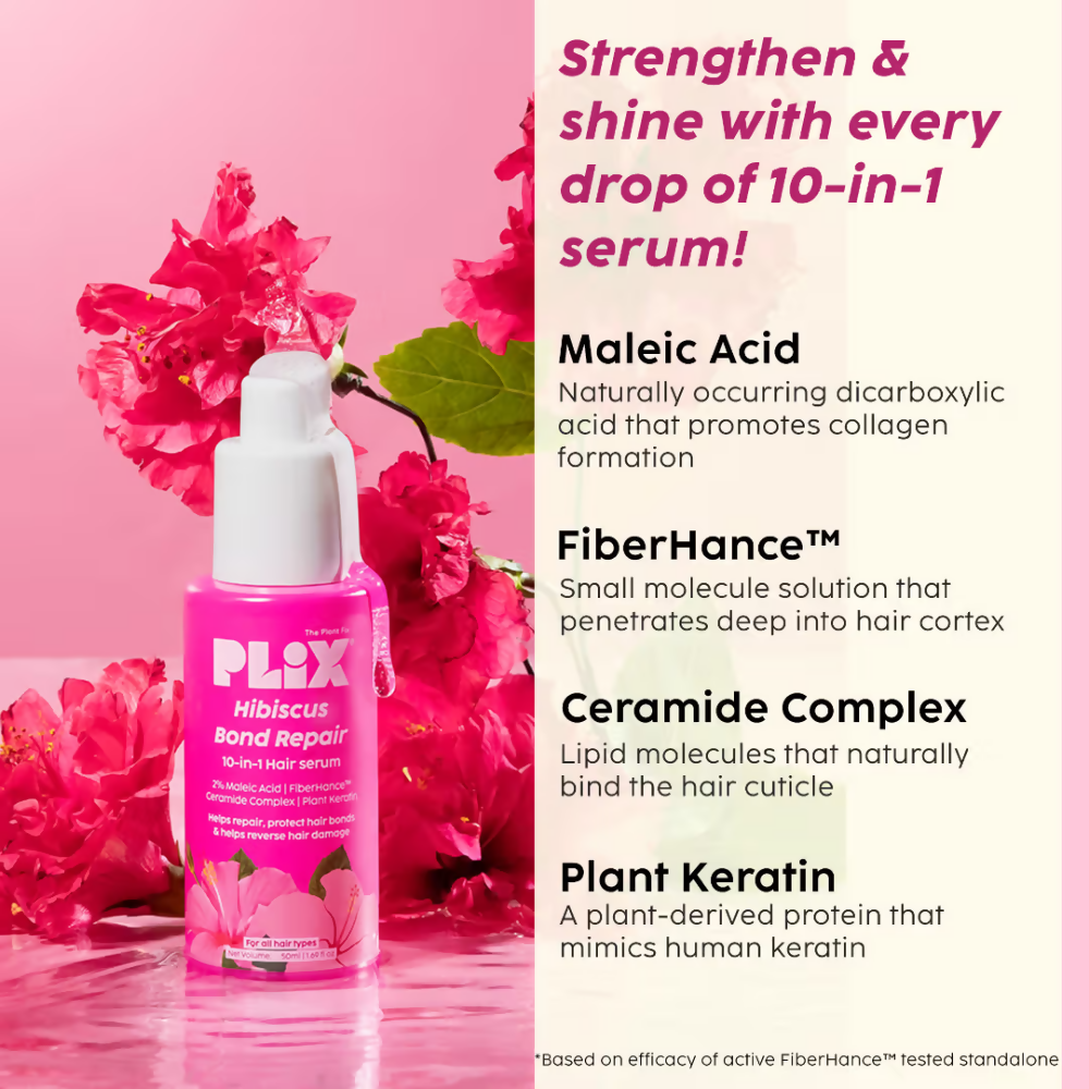 PLIX The Plant Fix Hibiscus Bond Repair 10-In-1 Hair Serum - Distacart