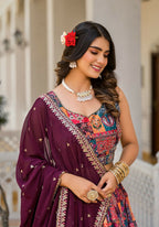 Wedding Partywear Colour Full Slim Georgette Lehengha Choli With Dupata - Agnidhara