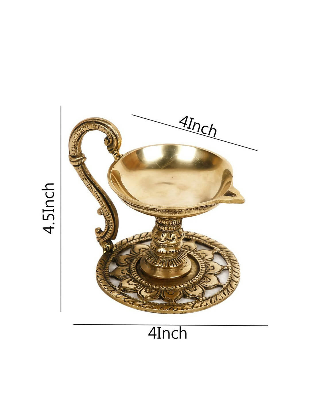 CraftVatika Gold-Toned Handmade Oil Lamp Showpiece