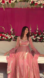 Prazu Fashion Dusty Rose Pink Fendy Silk Thread Sequence Anarkali Suit - Distacart