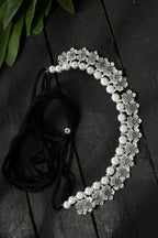 Mominos Fashion Johar Kamal Oxidised Silver-Plated Floral Design Necklace Choker Set - Distacart