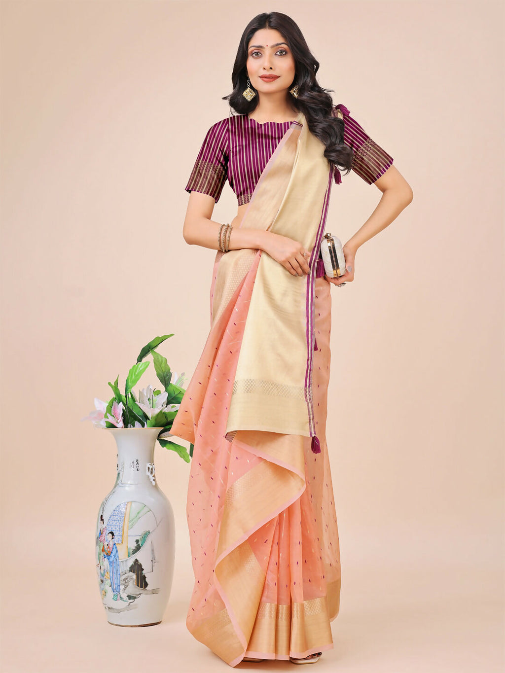Shree Shyam Fashion Florance Light Pink Organza Saree
