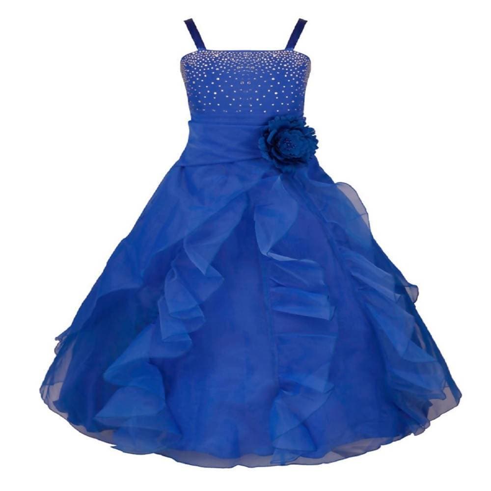Asmaani Baby Girl's Blue Colour Satin A-Line Maxi Full Length Dress (AS-DRESS-22089)