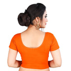 Vamika Orange Lycra Plain Blouse - Distacart