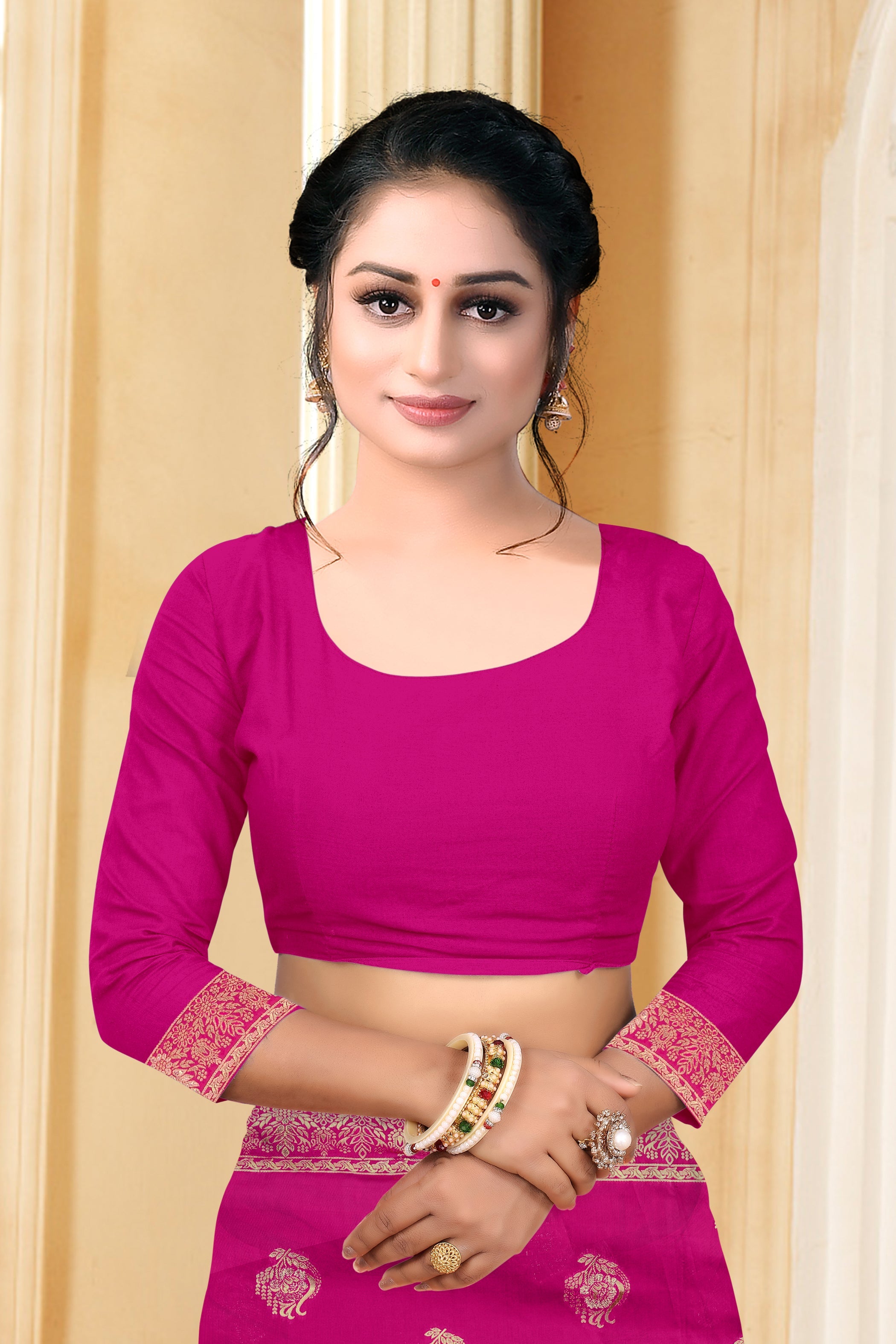 Vedant Vastram Litchi Silk Designer Banarasi Saree - Magenta - Distacart