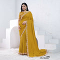 Mustard Pure Crepe Silk Moti With Hand Work Saree With Unstitched Blouse - Norita Swaraa