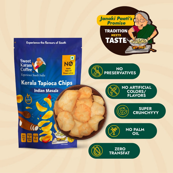 Sweet Karam Coffee Kerala Tapioca (Kappa) Chips - Indian Masala - Distacart