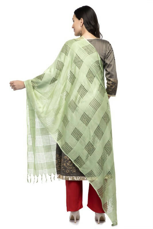 Mominos Fashion Moeza Window Design Pista Green Cotton Duppata