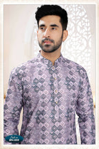 Joban Fashion Men's Purple Straight Silk Thread Embroidery All Over Kurta Set