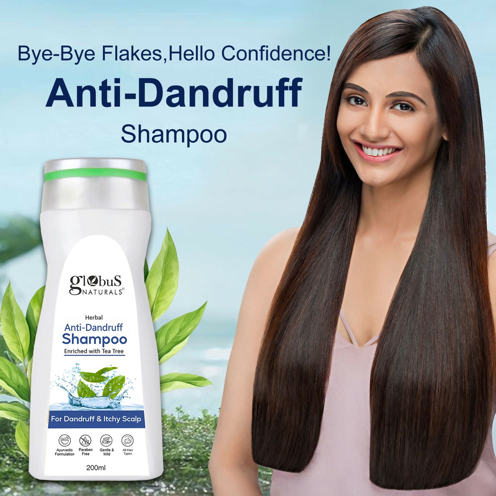 Globus Naturals Anti Dandruff Shampoo, For Dandruff and Itchy Scalp, Suitable For All Hair Types - Distacart