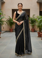 Joban Fashion Black Soft twill Net Party Wear Sarees - Distacart