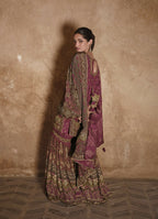 Anaita Maroon Silk Readymade Palazzo Suit with Swarovski Work - Distacart