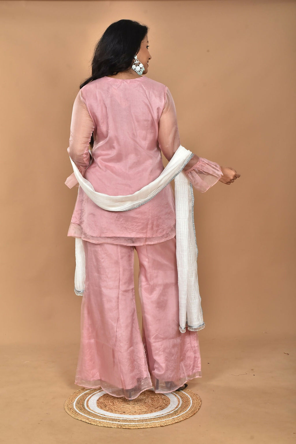 Morchari Women And Hand Embroidery Palazzo Set-Peach