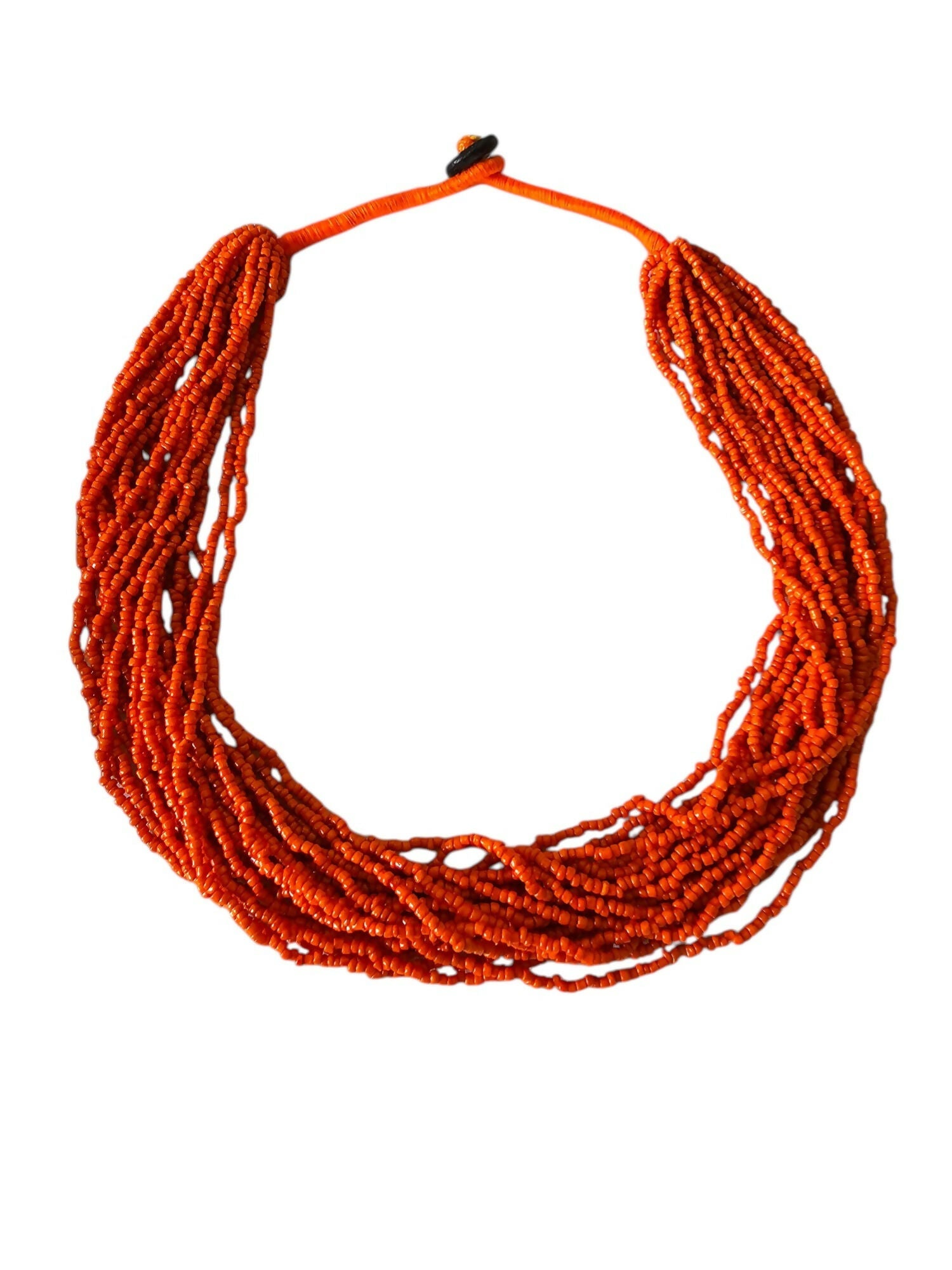 Inhanns Handmade Beaded Multilayer Necklace, 20 Layers - Orange