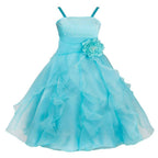 Asmaani Baby Girl's Sky Blue Colour Satin A-Line Knee Length Dress (AS-DRESS-22090)